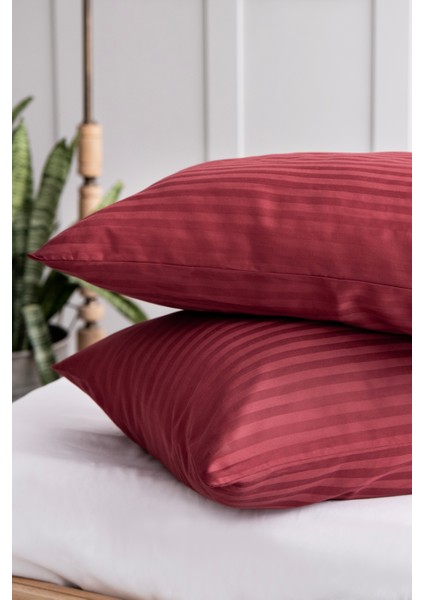 Pamuk Çizgili Saten Nevresim Takımı Çift Kişilik Çarşafı Lastikli 4 Yastıklı fiyatları