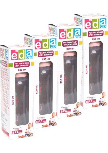 Kız Renkleri Bebek Biberon Seti 4'lü 250 Ml, Renkli ve Şık Tasarım