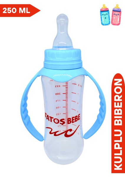 Mavi Renkli 250 ml Silikon Uçlu Kulplu Bebek Biberonu fiyatları