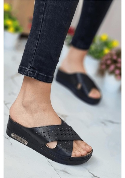 Erika Kadın Günlük Hasır Desenli Terletmeyen Anatomik Ortopedik Taban Anne Dışarı Ev Terliği fırsatları