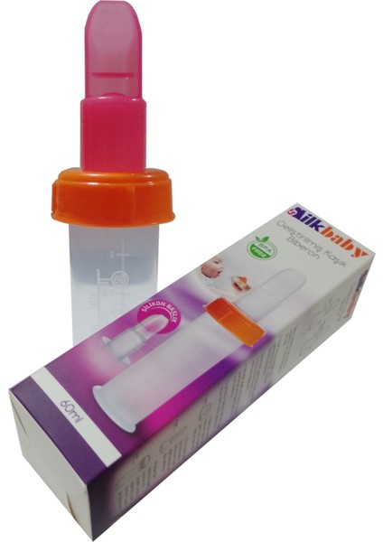 Kırmızı Uçlu 60 ml Geliştirilmiş Bebek Biberon ve Kaşık Seti