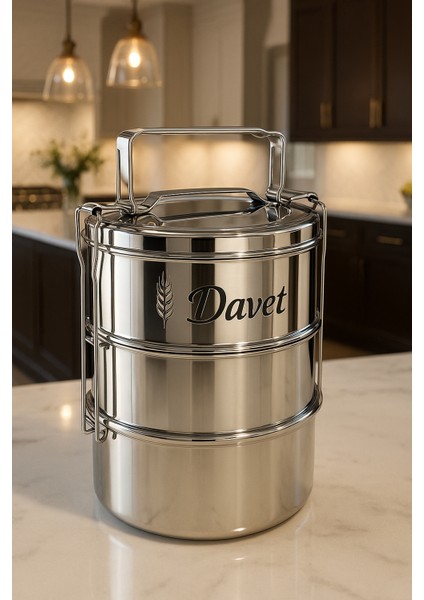 Tek Kişilik 3'lü Yemek Taşıma Kabı Paslanmaz Sefer Tası