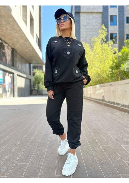 5756 Çiçekli Sweat Siyah modelleri