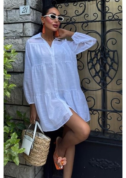 Eyesof Gömlek Yaka Pileli Elbise 2898