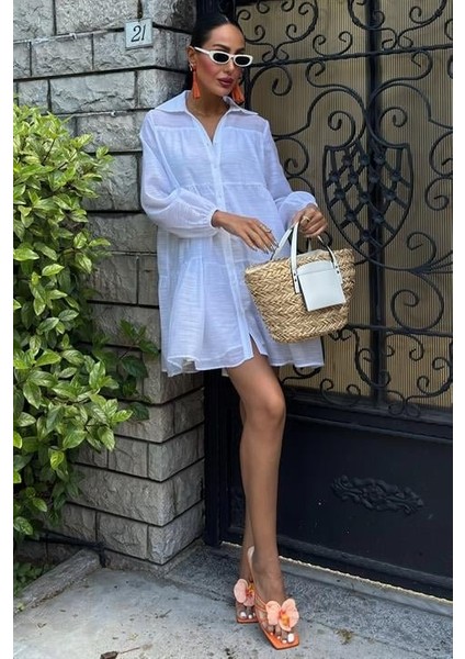 Eyesof Gömlek Yaka Pileli Elbise 2898