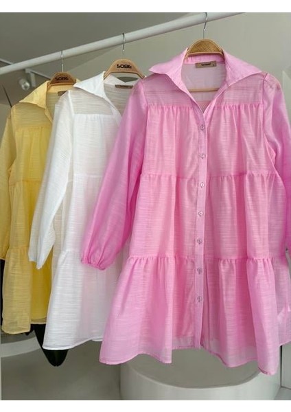 Eyesof Gömlek Yaka Pileli Elbise 2898