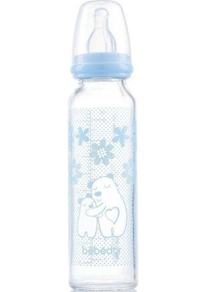 Dayanıklı Cam Biberon 250ML, Isıya ve Darbeye Dayanıklı, Mavi Veya Pembe Seçenekli