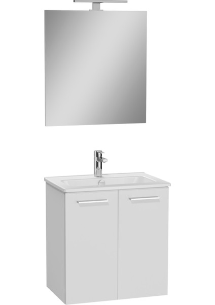 Mia 69577 Banyo Dolabı Seti, Kapaklı, 60 Cm, Parlak Beyaz