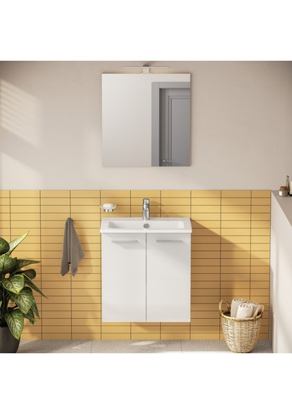 Mia 69577 Banyo Dolabı Seti, Kapaklı, 60 Cm, Parlak Beyaz fiyatları