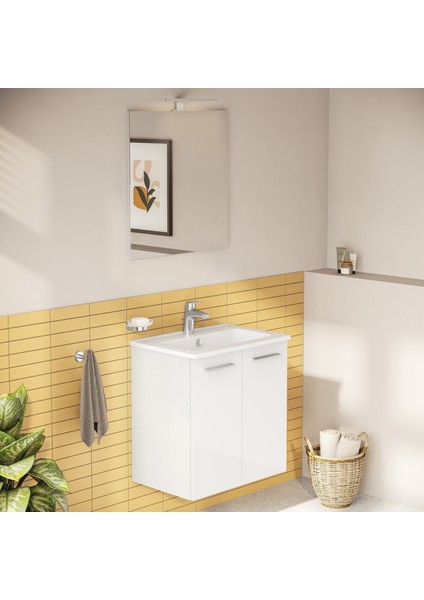 Mia 69577 Banyo Dolabı Seti, Kapaklı, 60 Cm, Parlak Beyaz modelleri