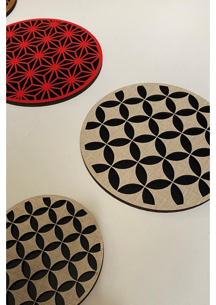 8'li Büyük Boy ve Küçük Boy Ahşap Tencere, Tava, Çaydanlık ve Bardak Altlık Nihale Seti 10 modelleri