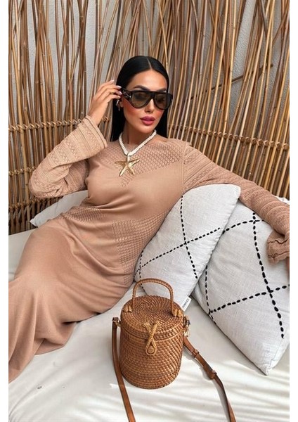 Eyesof Ajur Detaylı Bisiklet Yaka Triko Elbise 2861 fiyatları