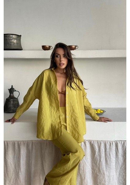 Eyesof Gömlek-Pantolon Takım Cupra Kumaş - Yağ Yeşili fiyatları