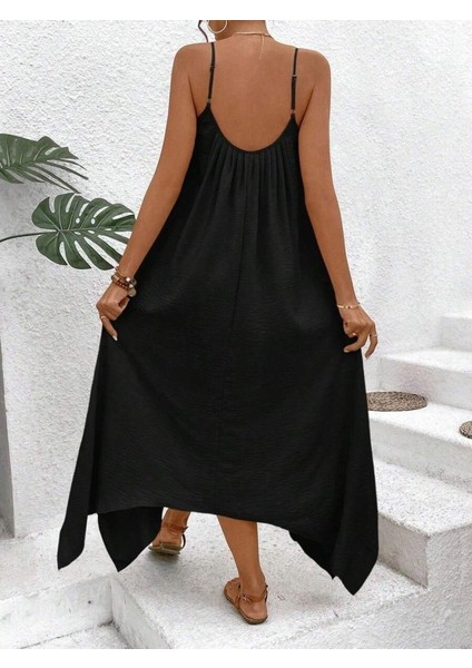 Eyesof Kadın Ip Askılı V Yakalı Asimetrik Detaylı Aerobin Elbise