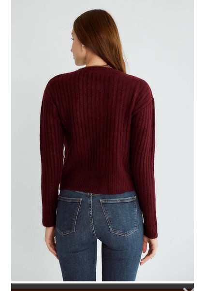 Robin Bordo Renkli Düğmeli Hırka modelleri