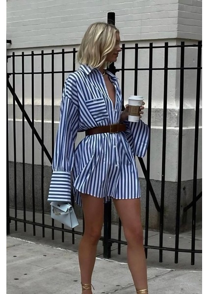 Eyesof Kadın Gömlek -Elbise Çizgili Desen fiyatları