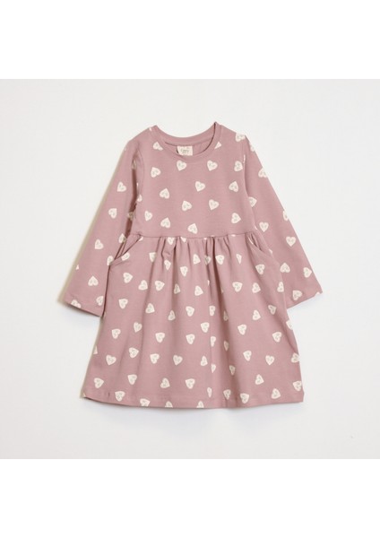 Kız Çocuk Kalp Desenli Elbise