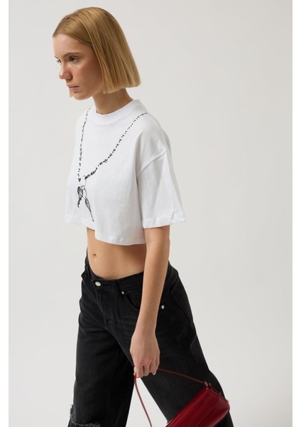 Eyesof Baskılı Crop T-Shirt fırsatları