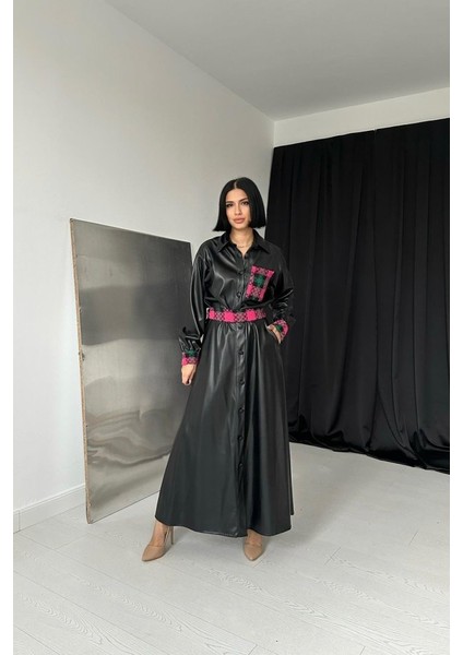 Eyesof Siyah Garnili Etekli Deri Takım indirimleri