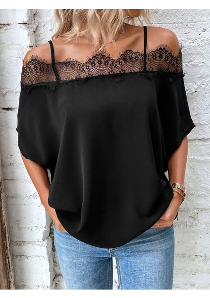 Eyesof Kadın Askılı Dantel Janjan Krep Bluz fiyatları