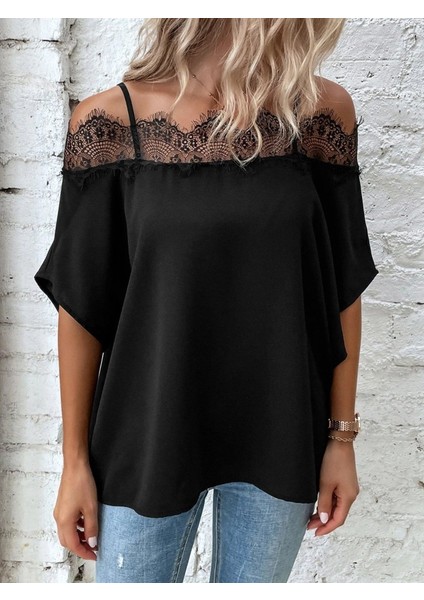 Eyesof Kadın Askılı Dantel Janjan Krep Bluz indirimleri