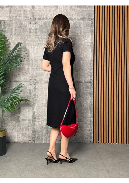 Eyesof Kadın Yaka Ribanalı Çift Yırtmaçlı Elbise modelleri