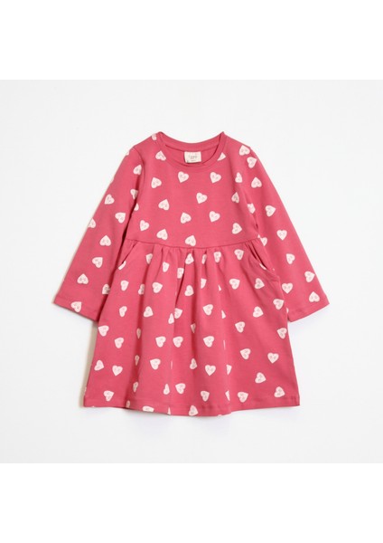 Kız Çocuk Kalp Desenli Elbise