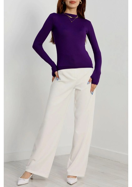 Kadın Modal Kumaş Yumuşak Esnek Bisiklet Yaka Parmak Geçirmeli Body fırsatları