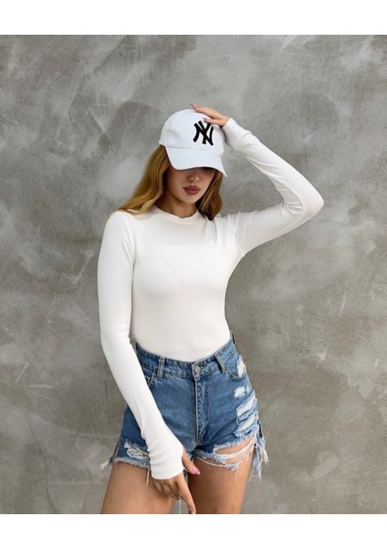 Kadın Modal Kumaş Yumuşak Esnek Bisiklet Yaka Parmak Geçirmeli Body indirimleri