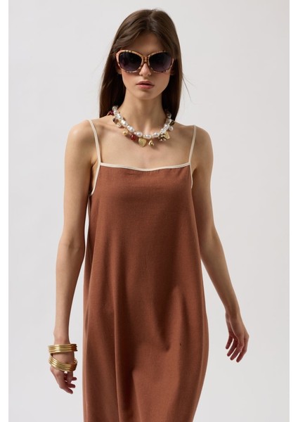 Eyesof Şerit Detay Keten Maxi Elbise modelleri