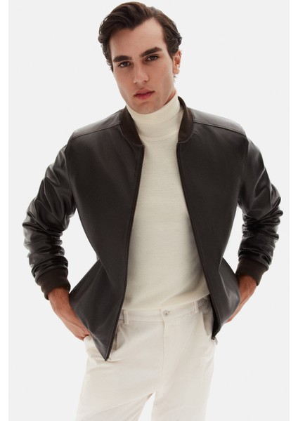 Ds Damat Regular Fit Kahverengi Düz Deri Mont fırsatları