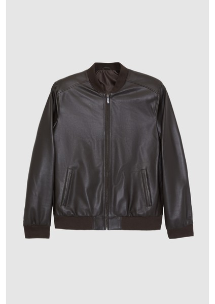 Ds Damat Regular Fit Kahverengi Düz Deri Mont indirimleri