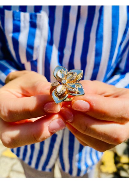 Zirkon Taşlı Altın Renk Ayarlanabilir Tasarım Çiçek Yüzük fiyatları