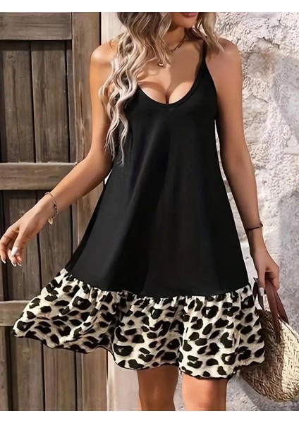 Eyesof Kadın Ip Detaylı Kısa Elbise Askılı Yuvarlak Yakalı Viskon Etek Süprem Elbise fiyatları