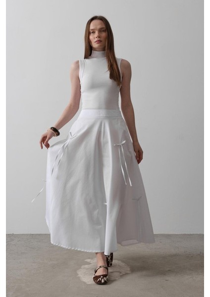 Eyesof Fiyonk Kloş Etek - Beyaz modelleri