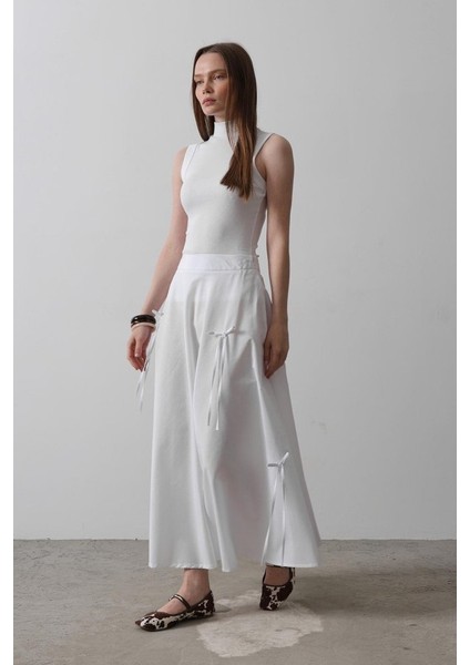 Eyesof Fiyonk Kloş Etek - Beyaz fırsatları