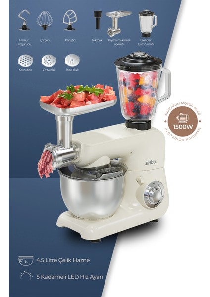 SMX-2775 Çok Amaçlı Mutfak Şefi (Hamur - Kıyma - Blender Makinesi)