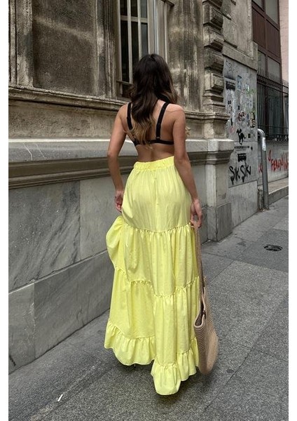 Eyesof Audrey Fıfrlı Yırtmaç Detay Etek 4037