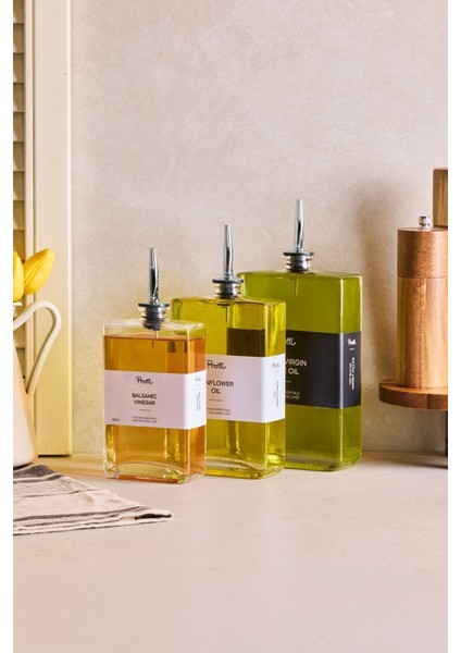 Molivet 3'lü (350-500-750 Ml) Silver Kapak Cam Yağdanlık-Sosluk-Sirkelik