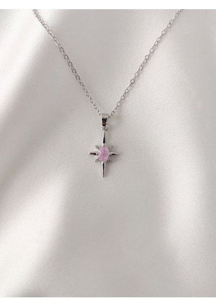 Paslanmaz Çelik Zirkon Taşlı Minimal Kutup Yıldızı Kolye