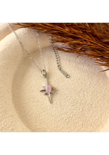 Paslanmaz Çelik Zirkon Taşlı Minimal Kutup Yıldızı Kolye fiyatları