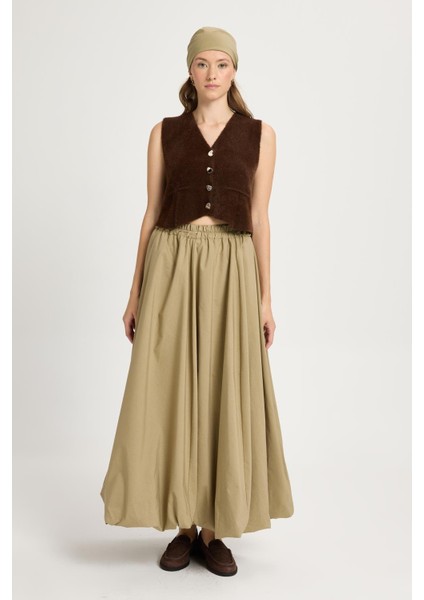 Kadın Haki Lastikli Uzun Astarlı Balon Etek 29004 modelleri