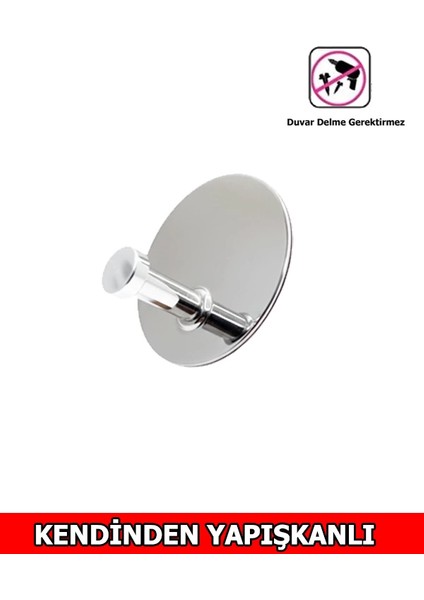 Glare Mantar Kendinden Yapışkanlı Askılık Tekli Yuvarlak Krom 4 Lü Paket