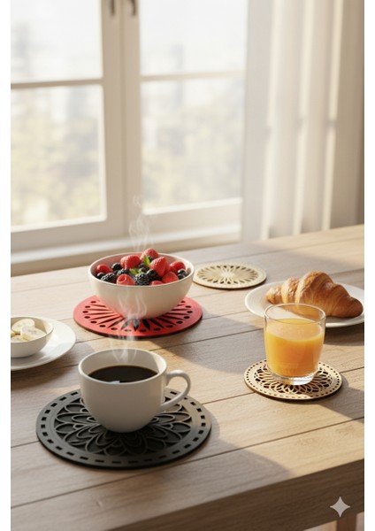 8'li Büyük Boy ve Küçük Boy Ahşap Tencere, Tava, Çaydanlık ve Bardak Altlık Nihale Seti 8 modelleri