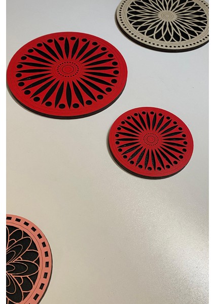 8'li Büyük Boy ve Küçük Boy Ahşap Tencere, Tava, Çaydanlık ve Bardak Altlık Nihale Seti 8