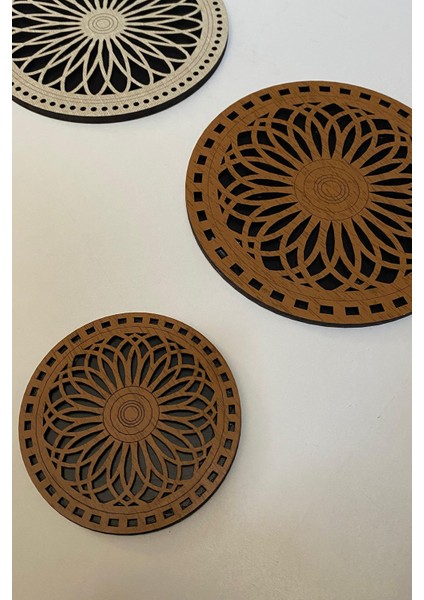 8'li Büyük Boy ve Küçük Boy Ahşap Tencere, Tava, Çaydanlık ve Bardak Altlık Nihale Seti 8