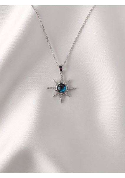 Paslanmaz Çelik Zirkon Taşlı Kutup Yıldızı Kolye