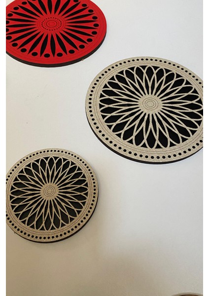 8'li Büyük Boy ve Küçük Boy Ahşap Tencere, Tava, Çaydanlık ve Bardak Altlık Nihale Seti 8