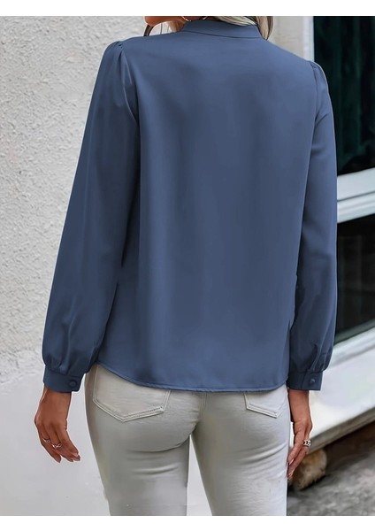 Eyesof Kadın Uzun Kollu Yakalı Yakadan Bağcıklı Düğmeli Sandy Bluz indirimleri