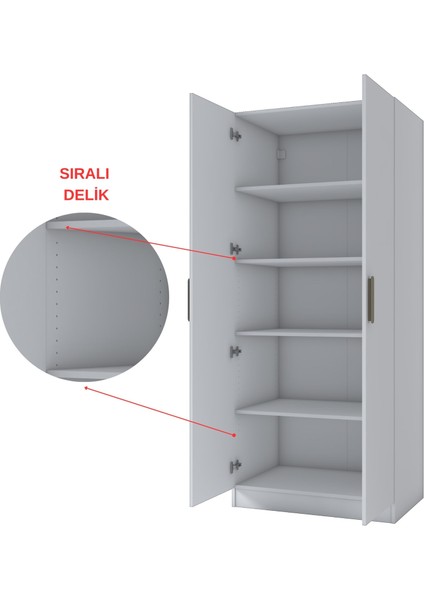 BA136 Gardırop 2 Kapaklı Seyyar Raflı Elbise Dolabı Beyaz indirimleri